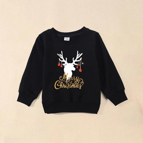 Christmas family casual elk letter printing family of three parent-child series